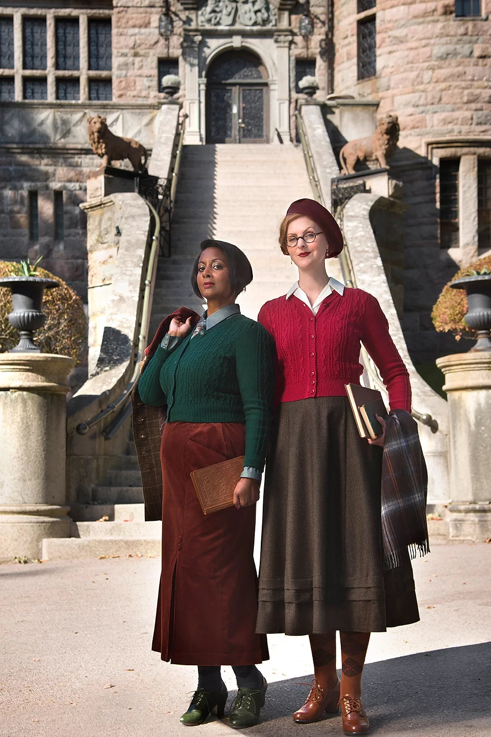 The Tireless Trailblazer Skirt - brown pinstripe herringbone - Dotty&Dan