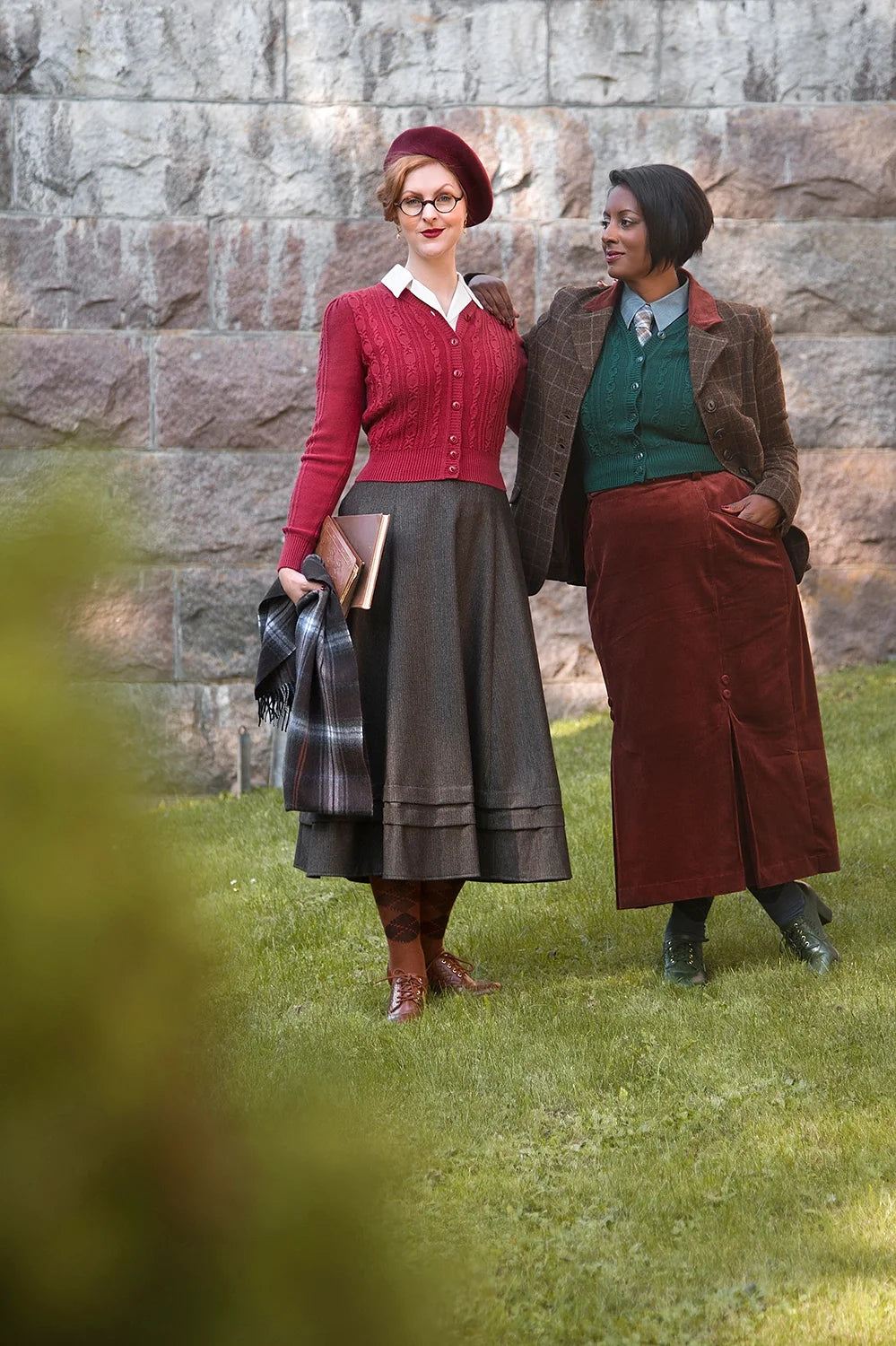 The Tireless Trailblazer Skirt - brown pinstripe herringbone - Dotty&Dan