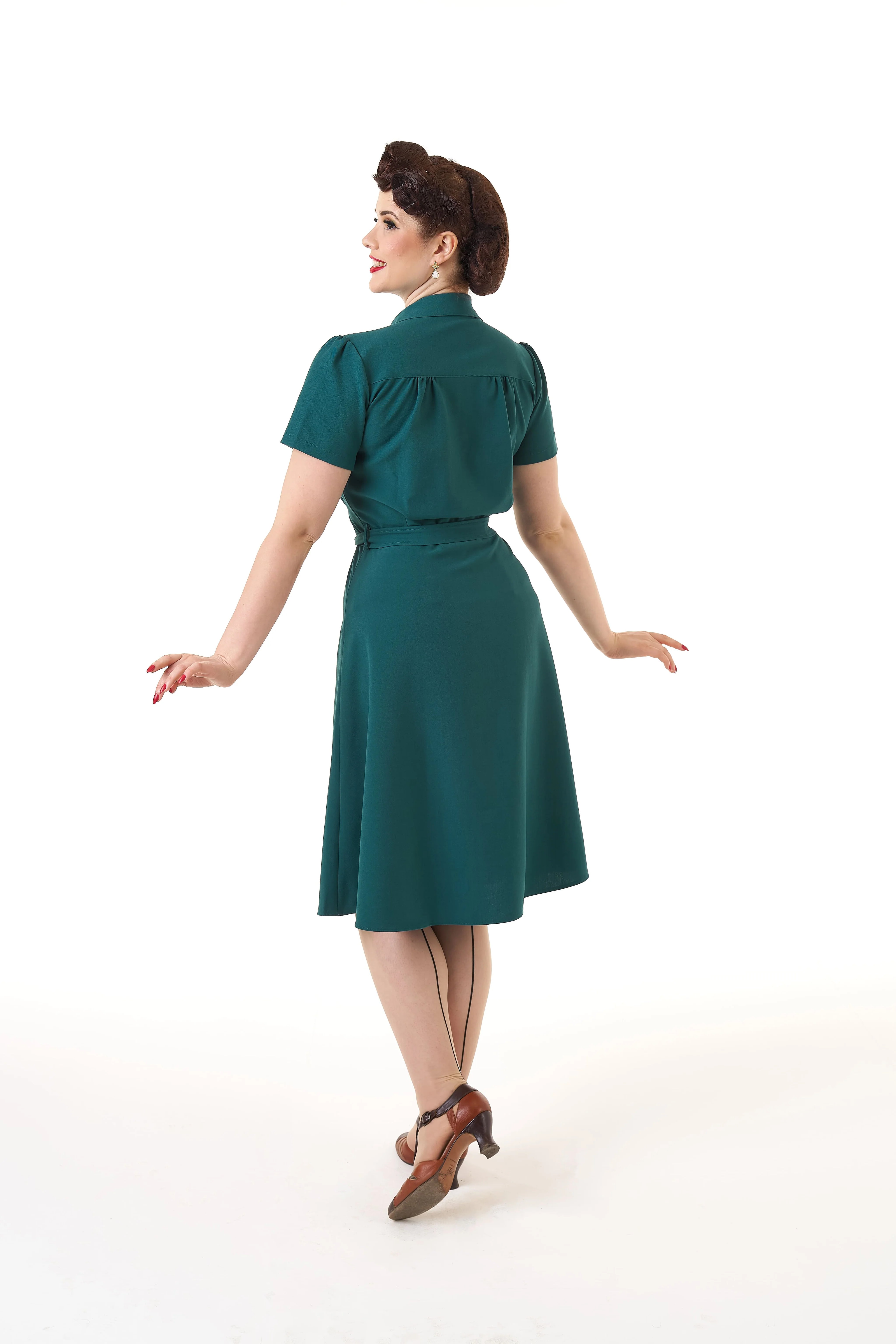 Pretty 40s Shirt Dress - teal - Dotty&Dan
