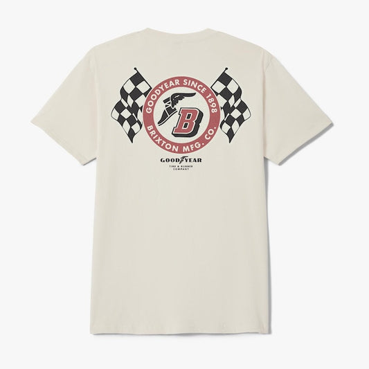 Rückansicht Brixton Goodyear Speedway T-Shirt Herren mit großem Racing Print im Retro Design