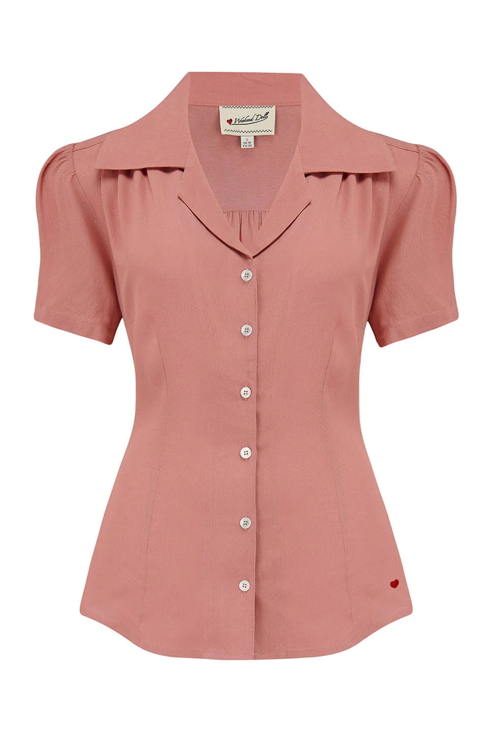 Weekend Doll Gene Blouse in Rose rosa Vintage Bluse mit Reverskragen und Knopfleiste