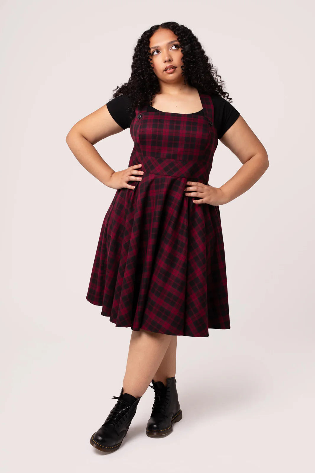 Carmina Pinafore Dress - burgund tartan - Dotty&Dan