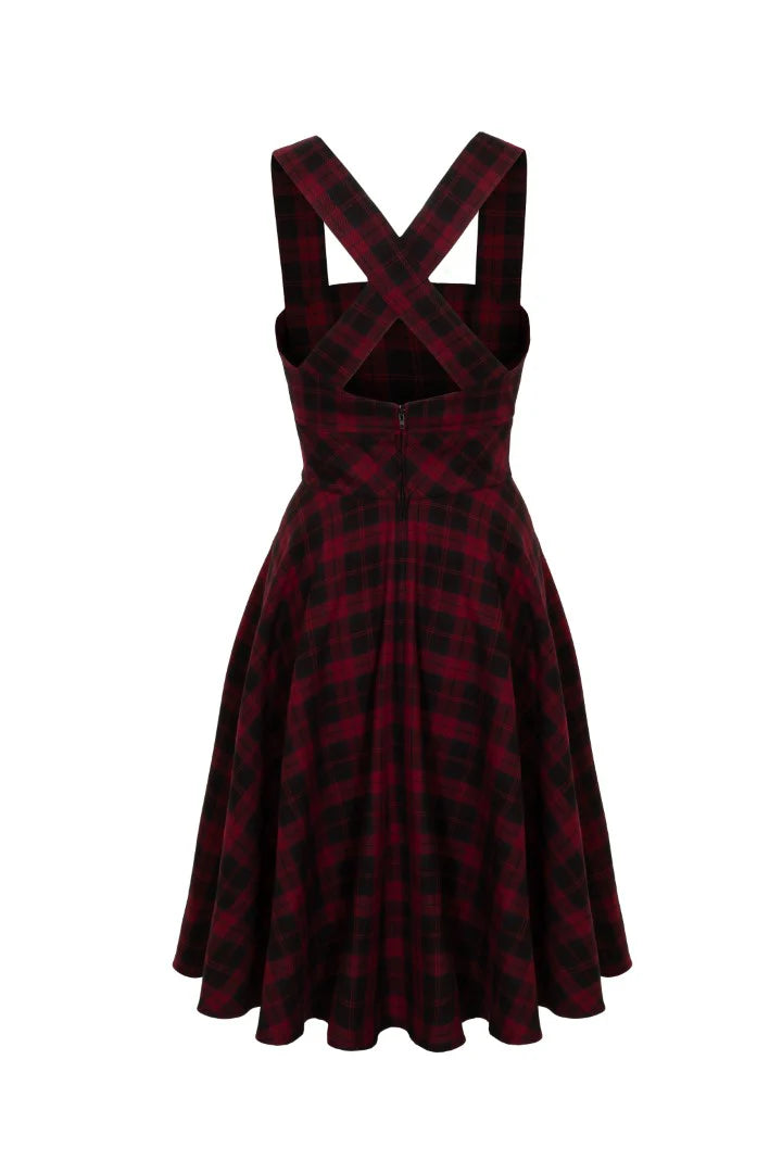 Carmina Pinafore Dress - burgund tartan - Dotty&Dan