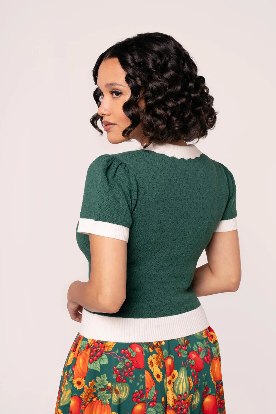 Genevieve Top - Retro Knit in forest green - Dotty&Dan