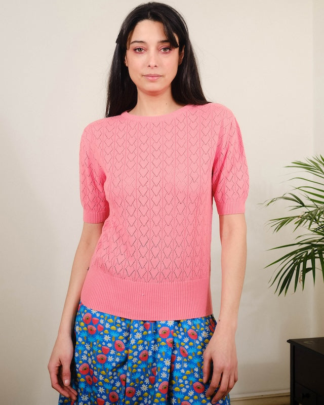 Strickpulli Heart Pointelle - strawberry ice - Dotty&Dan