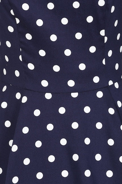 Blakely 50er Jahre Polka Dot Kleid mit U-Boot-Ausschnitt und 3/4-Ärmeln

