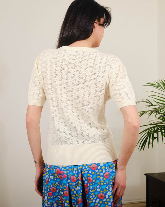 Strickpulli Hex Pointelle Pristine - creme - Dotty&Dan