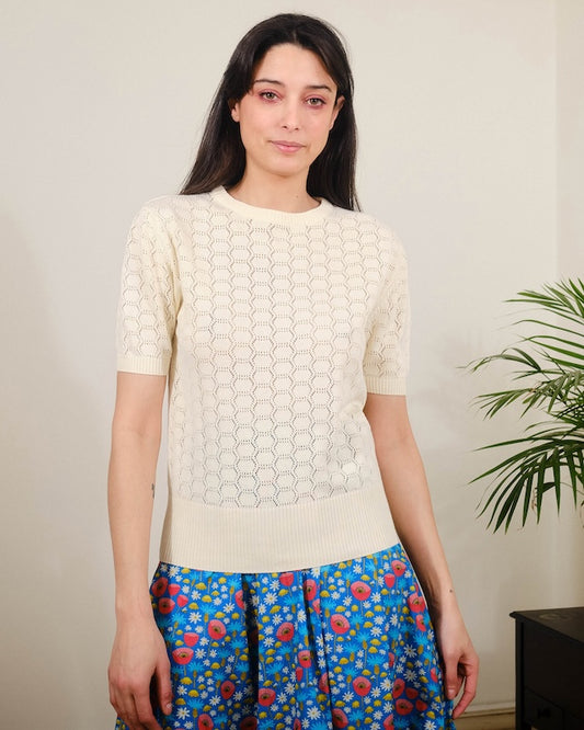 Strickpulli Hex Pointelle Pristine - creme - Dotty&Dan