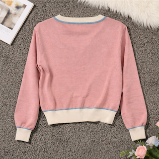 Palava Vera Cardigan rosa mit Pony Stickerei aus Bio Baumwolle Vorderansicht