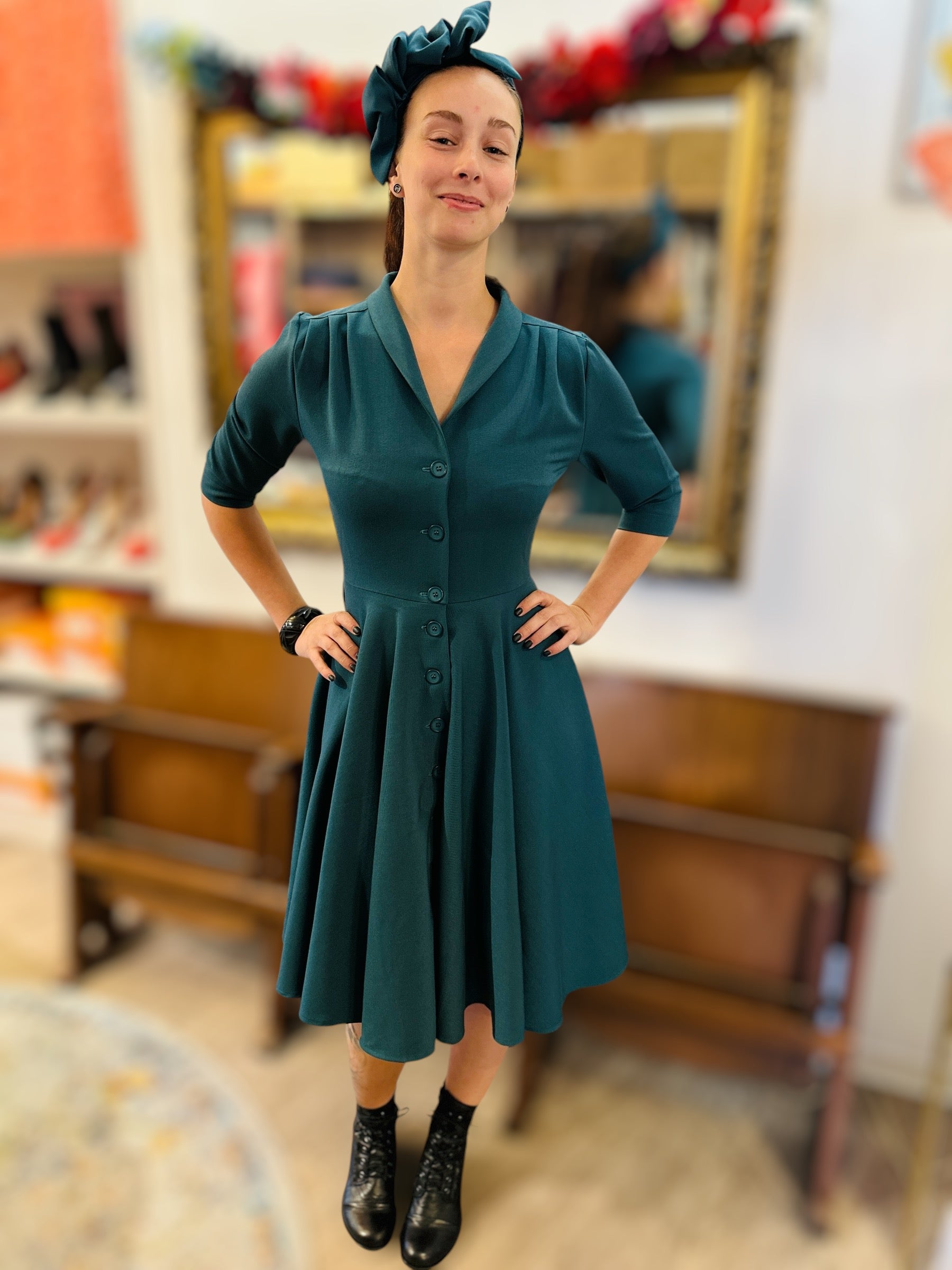 D´Laine Dress - petrol gabardine - Dotty&Dan