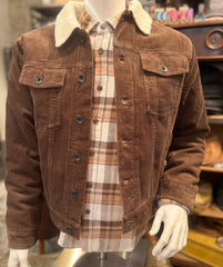 Cable Cord Trucker Jacket - brown
