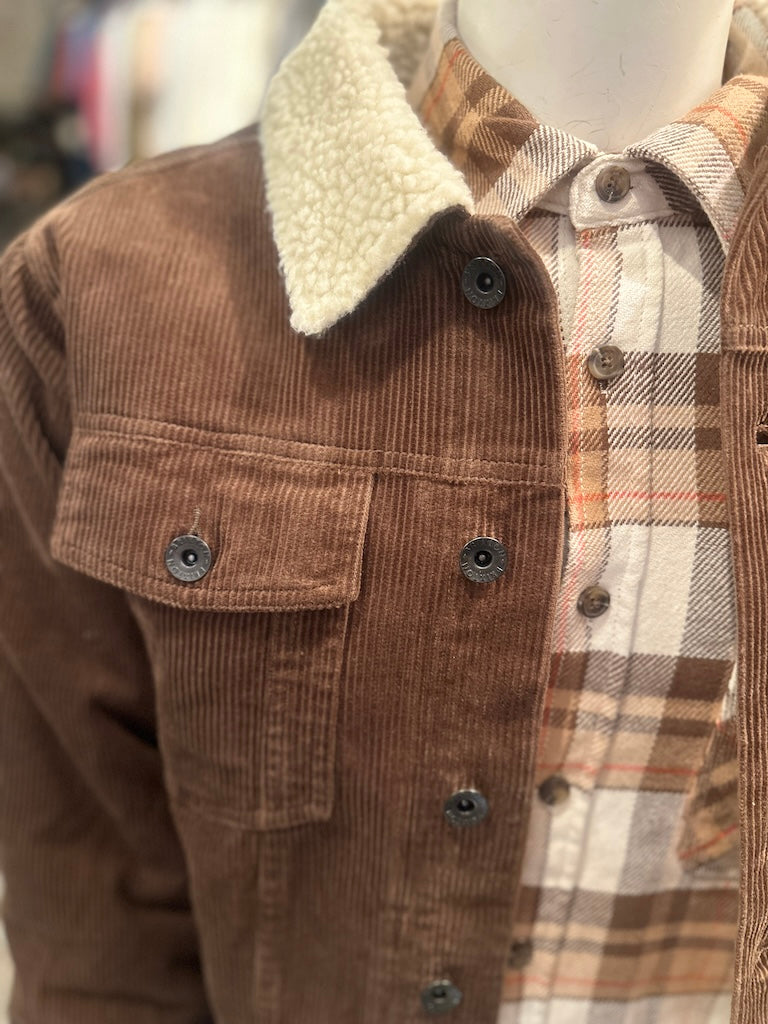 Cable Cord Trucker Jacket - brown