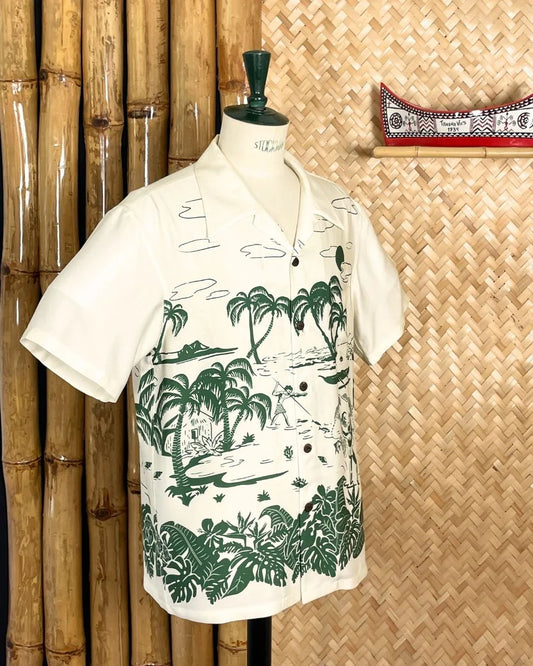Aloha Hemd Herren mit Palmenmotiv und Kalalau Landschaft