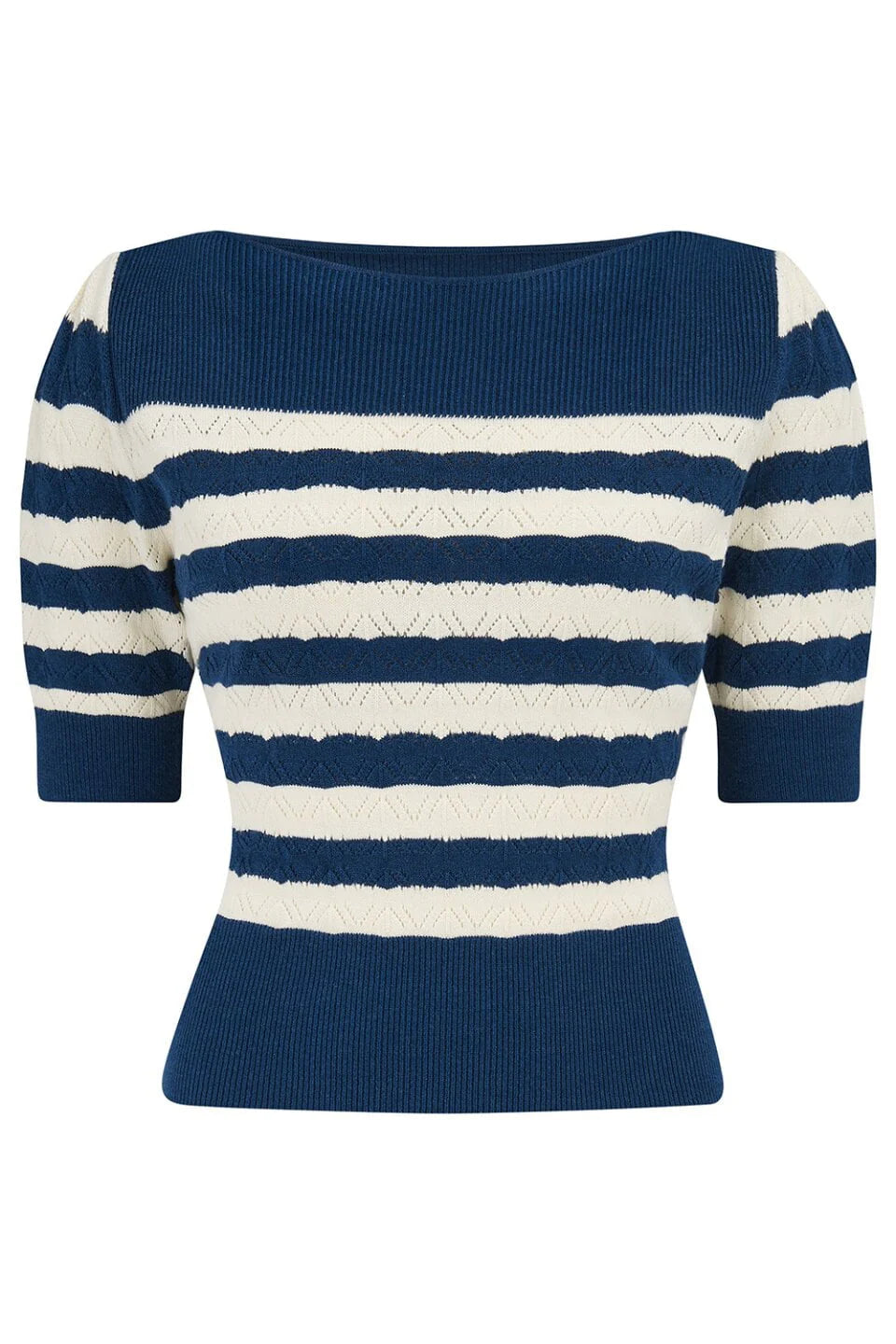 50er Jahre Stricktop Damen blau weiß gestreift