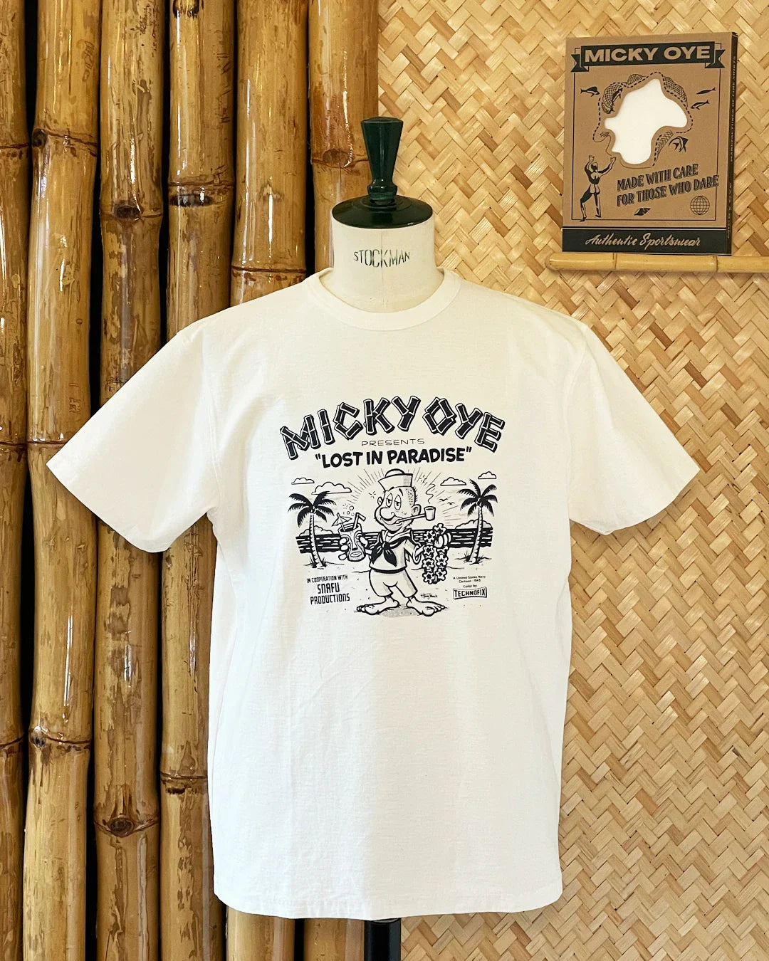 Vintage T-Shirt Herren creme Micky Oye Lost in Paradise