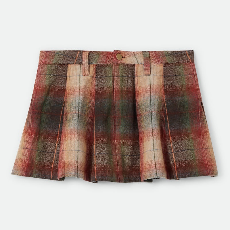 Brixton Pleated Mini Skirt Multi Shadow kariert – Vorderansicht