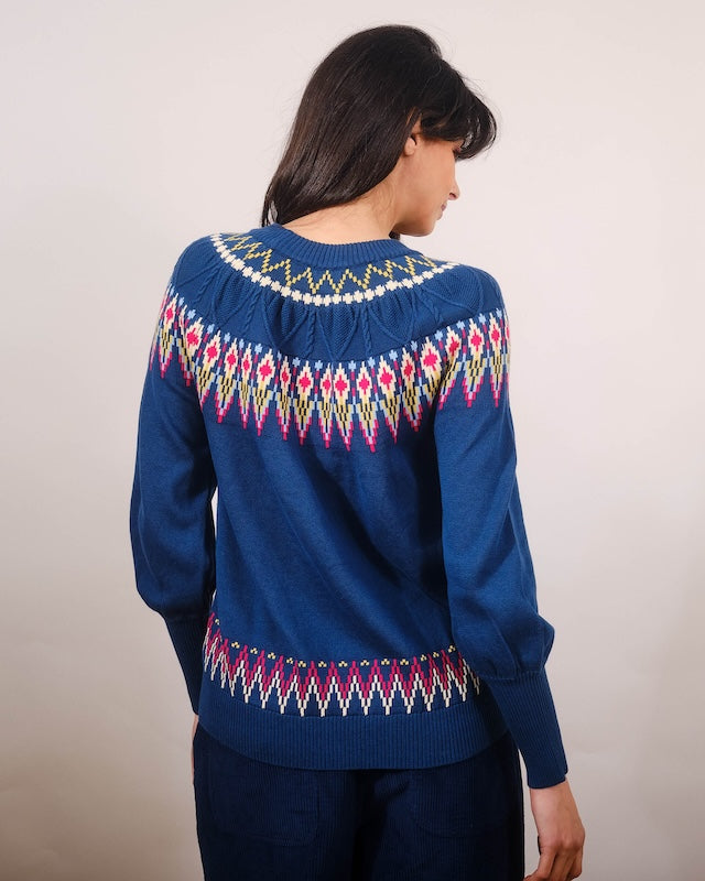 Oslo Cable Fairisle Sweater - blue - Dotty&Dan