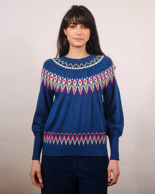 Oslo Cable Fairisle Sweater - blue - Dotty&Dan