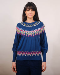 Oslo Cable Fairisle Sweater - blue