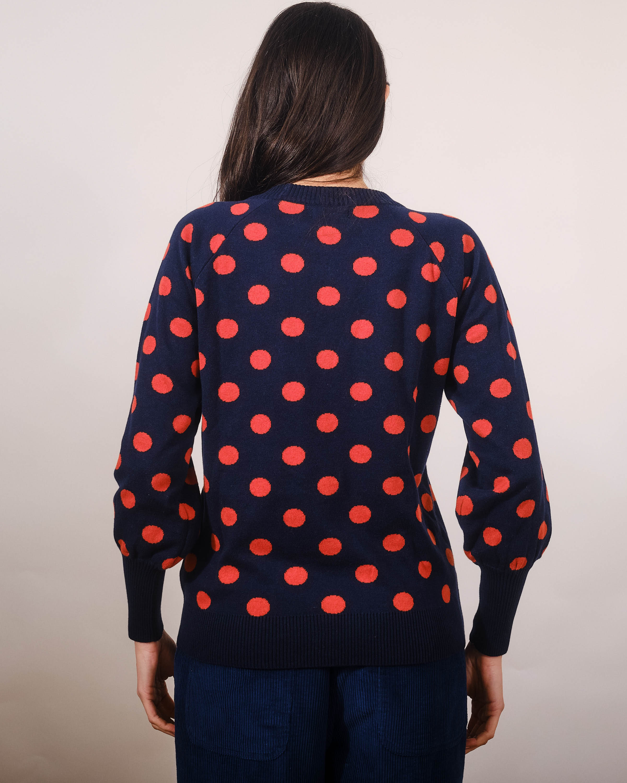 Oslo Polka Sweater - navy/rust
