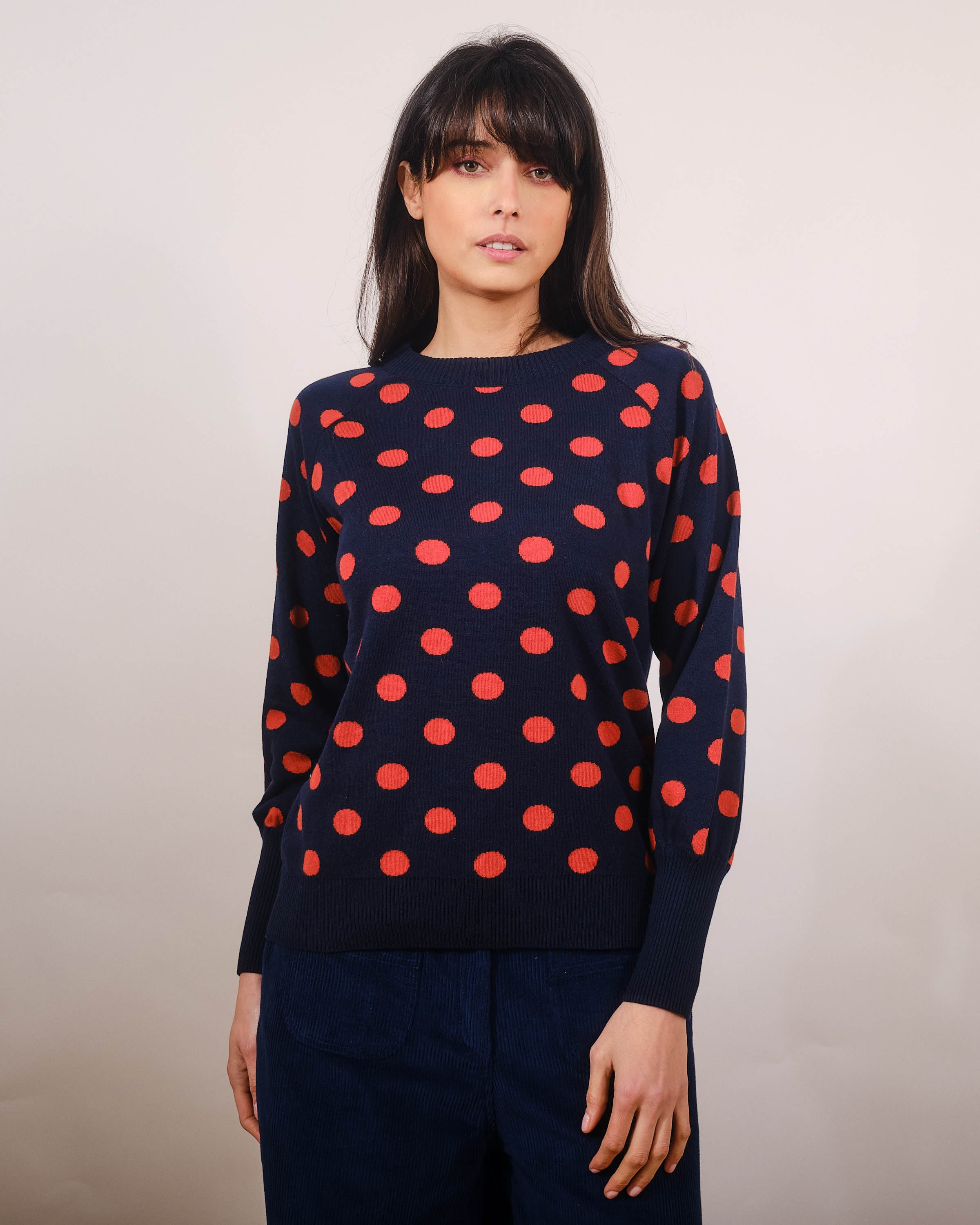 Pretty Vacant Oslo Polka Sweater navy rust Baumwolle Damenmode Vintage-Pulli