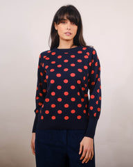 Oslo Polka Sweater - navy/rust