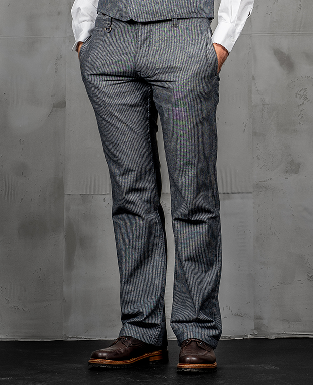 1942 Hunting Pant - grey striped linen