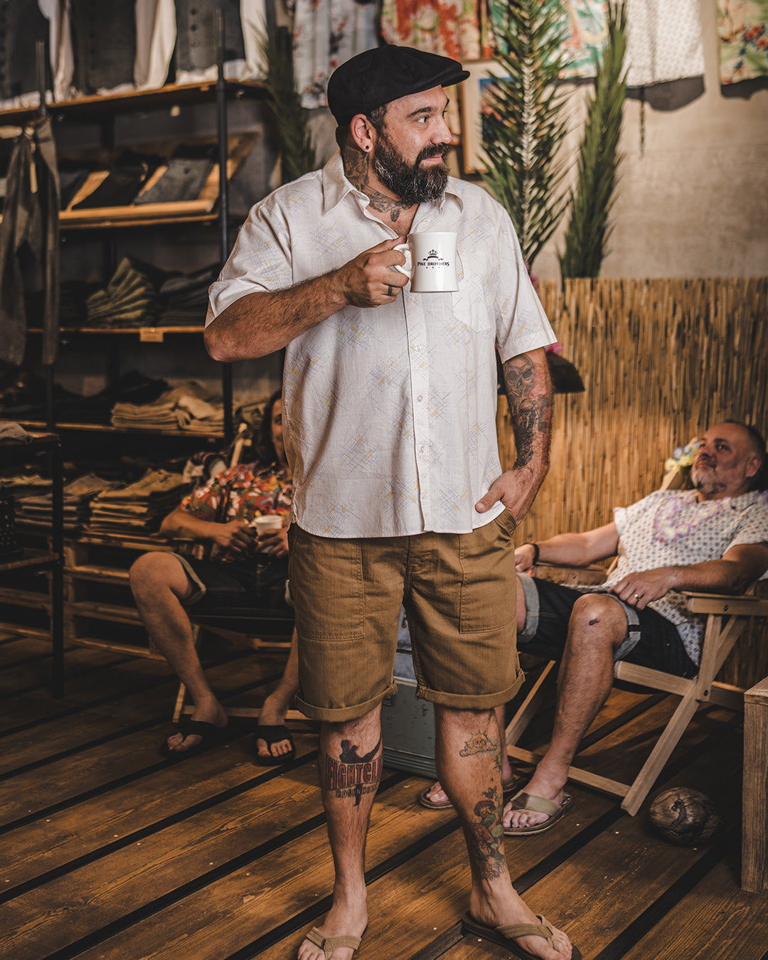 Vintage Herren Shorts braun Loose Fit Baumwolle Pike Brothers