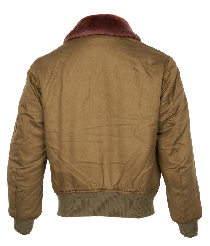 Pike Brothers 1945 B15 Flight Jacket Olive – Rückansicht mit Strickbund
