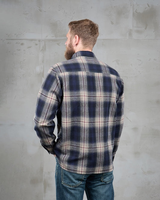 Pike Brothers 1937 Roamer Shirt Blue Beige Check – Rückansicht des Herrenhemds