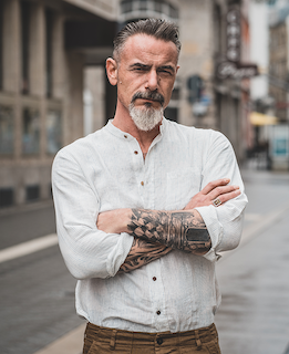 1923 Buccanoy Shirt - white blue linen - Dotty&Dan