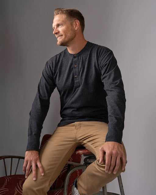 1927 Henley Shirt long sleeve in iron grey - Dotty&Dan