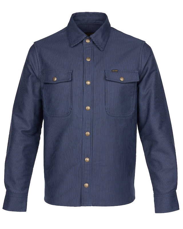 Vintage-inspiriertes CPO Shirt in Hamburg Blue mit feinem Streifenmuster