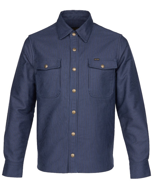 Vintage-inspiriertes CPO Shirt in Hamburg Blue mit feinem Streifenmuster