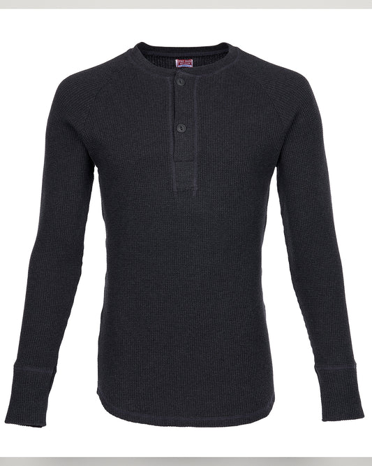 Pike Brothers Waffle Shirt grau Detail Strickstruktur Henley Ausschnitt