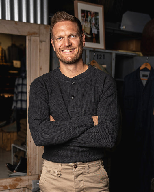 Pike Brothers 1936 Waffle Shirt iron grey Herren Langarmshirt Vintage Workwear