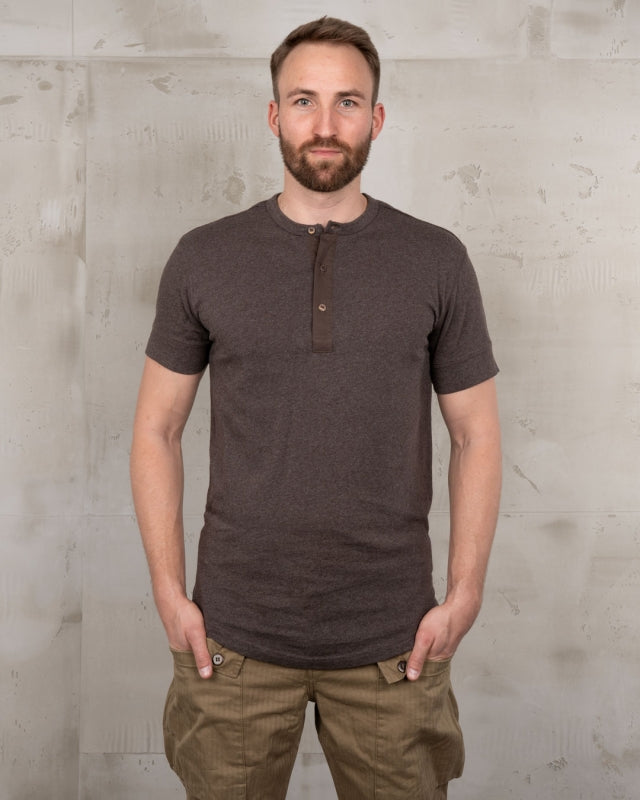 1927 Henley Shirt short sleeve - brown melange - Dotty&Dan