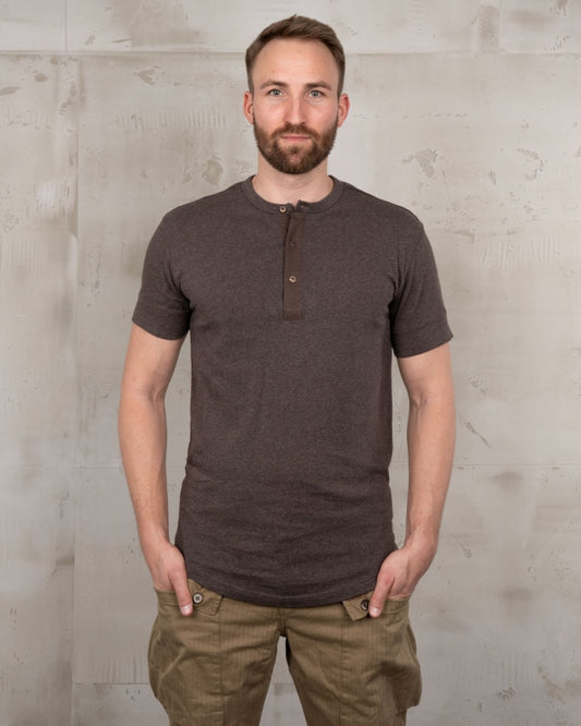 1927 Henley Shirt short sleeve - brown melange - Dotty&Dan