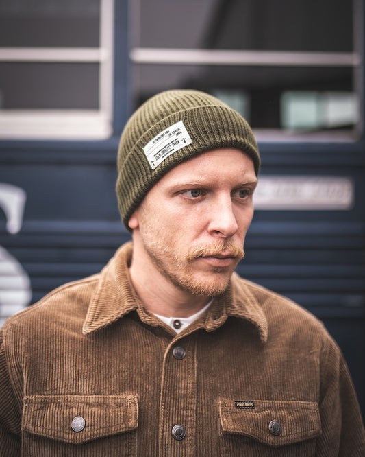 1944 USN Watch Cap in Olive aus Merinowolle, vintage-inspiriert