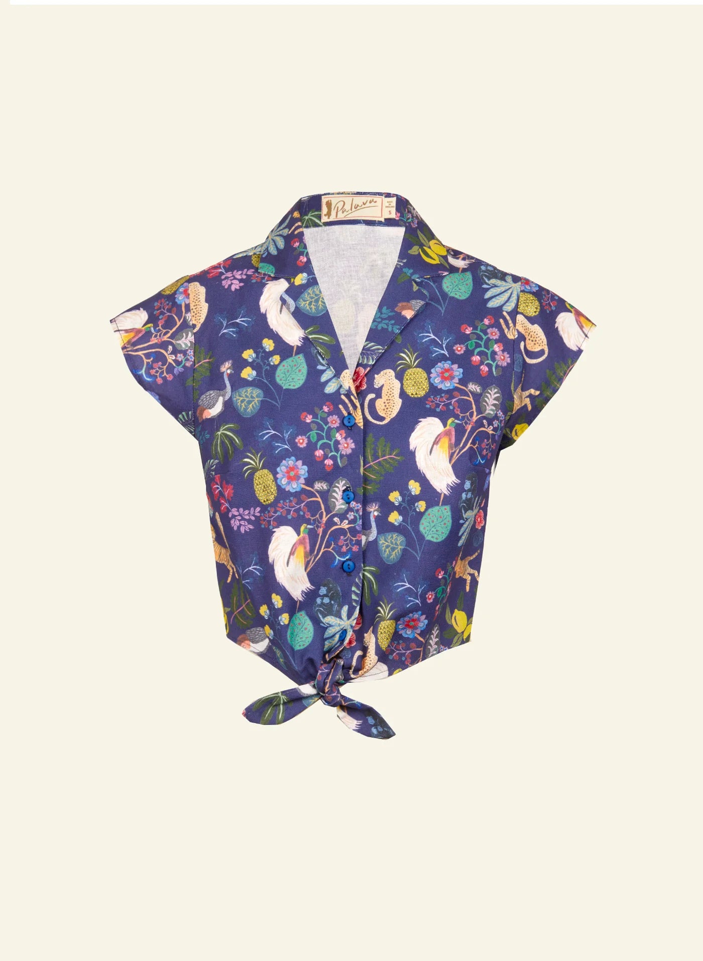 Palava Peggy Top Navy Paradise Garden Bluse Damen Vintage Vorderansicht
