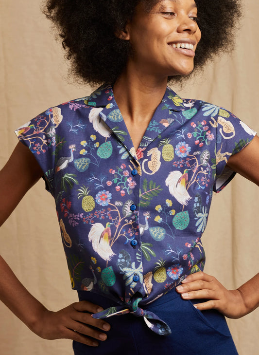 Detailaufnahme Paradise Garden Print Baumwolle Leinen Top