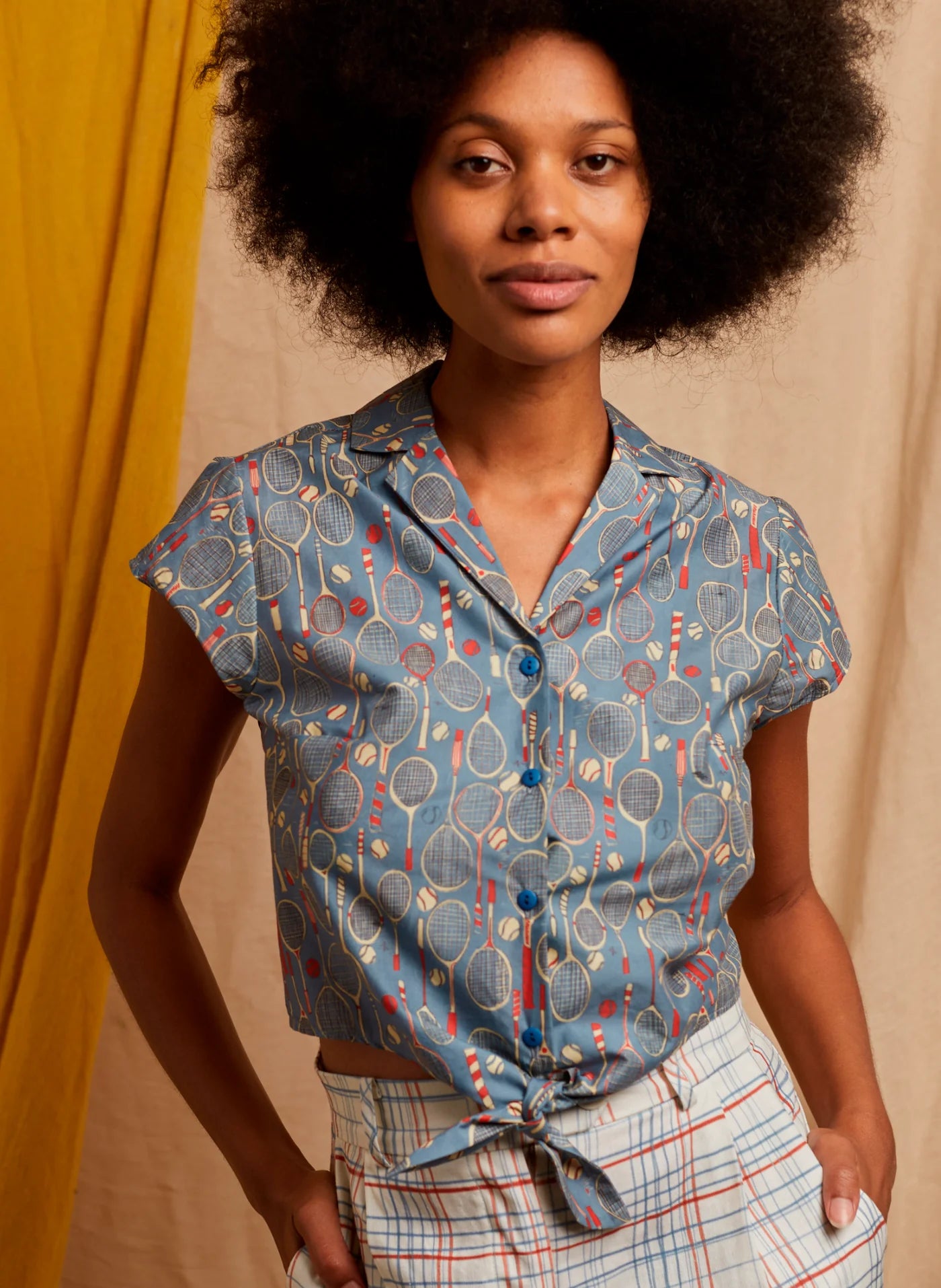 Blouse Peggy -blue tennis - Dotty&Dan