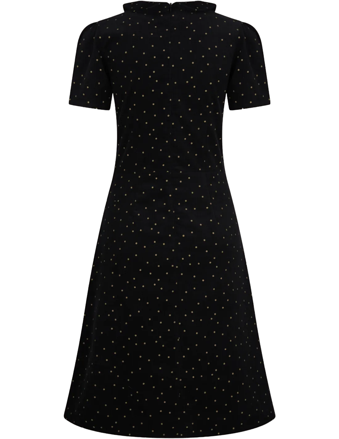 Pan Collar Dress - corduroy dots black/ecru