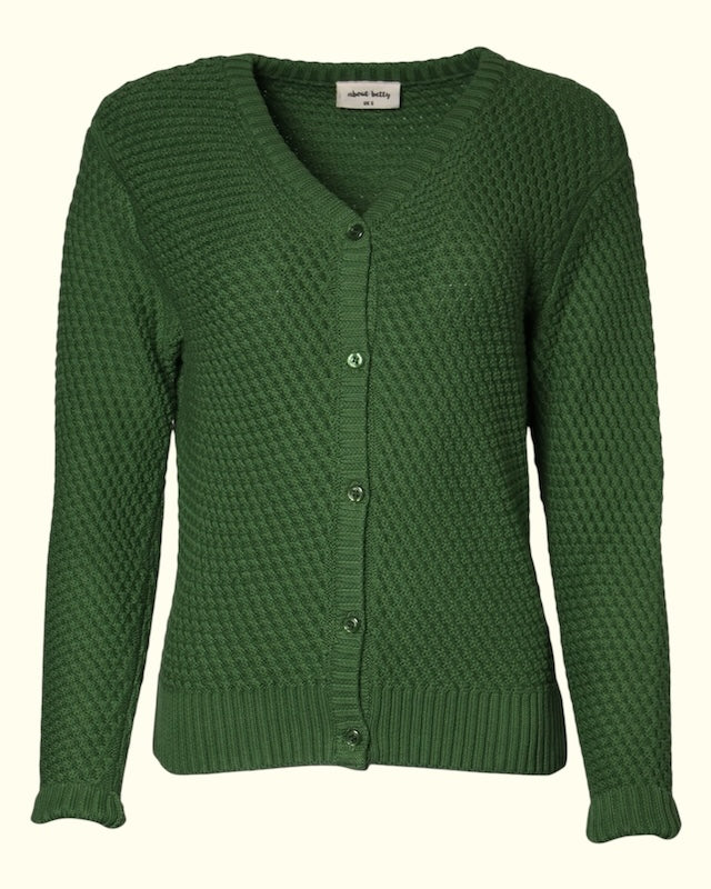 Nachhaltige Strickjacke grün Damen mit V-Ausschnitt und Knopfleiste