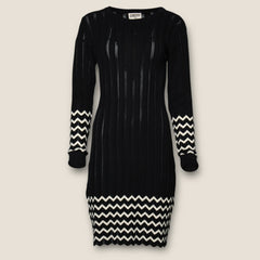 Strickkleid weavy - black/ivory
