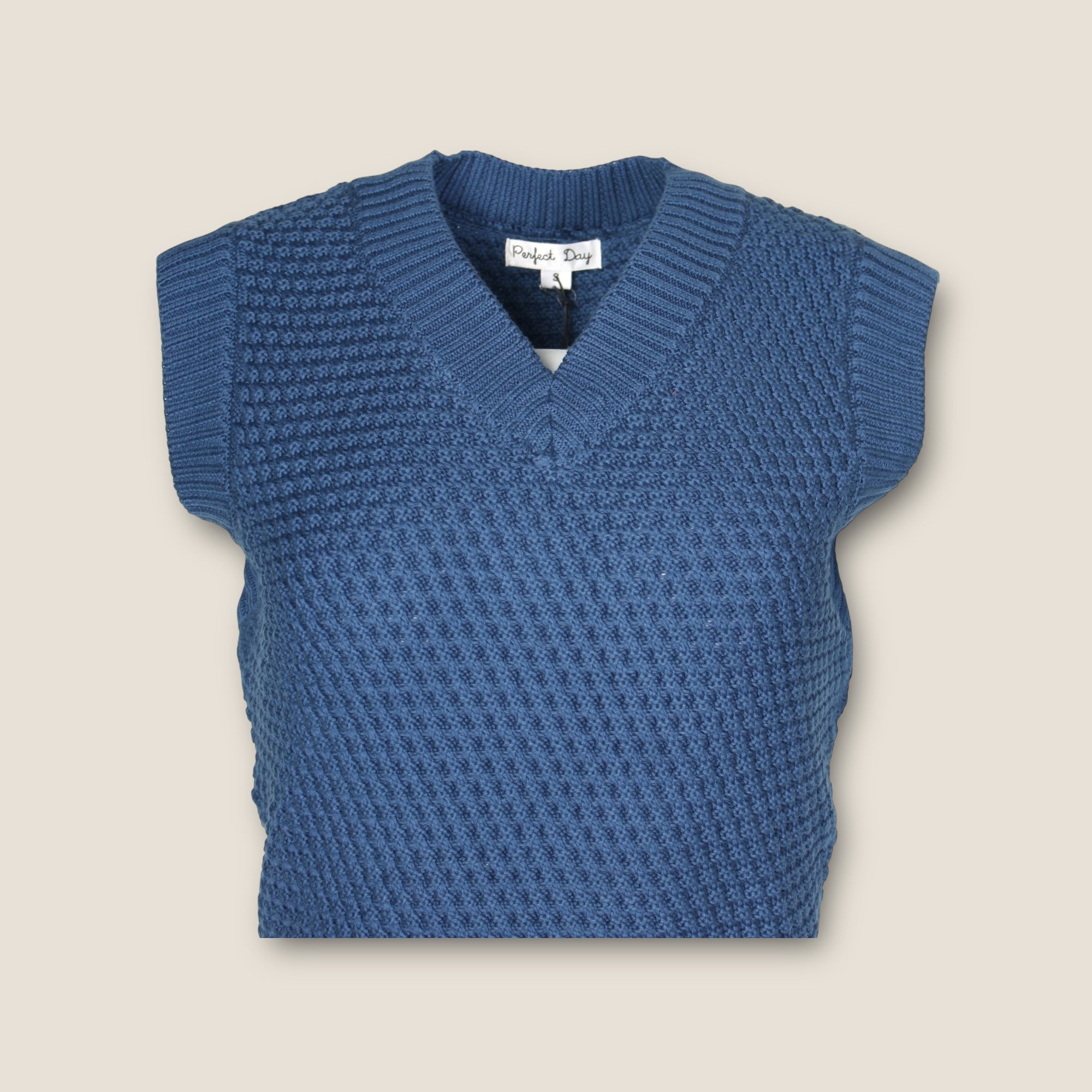 Nachhaltiger Strick Pullunder Damen Alison navy mit V-Ausschnitt