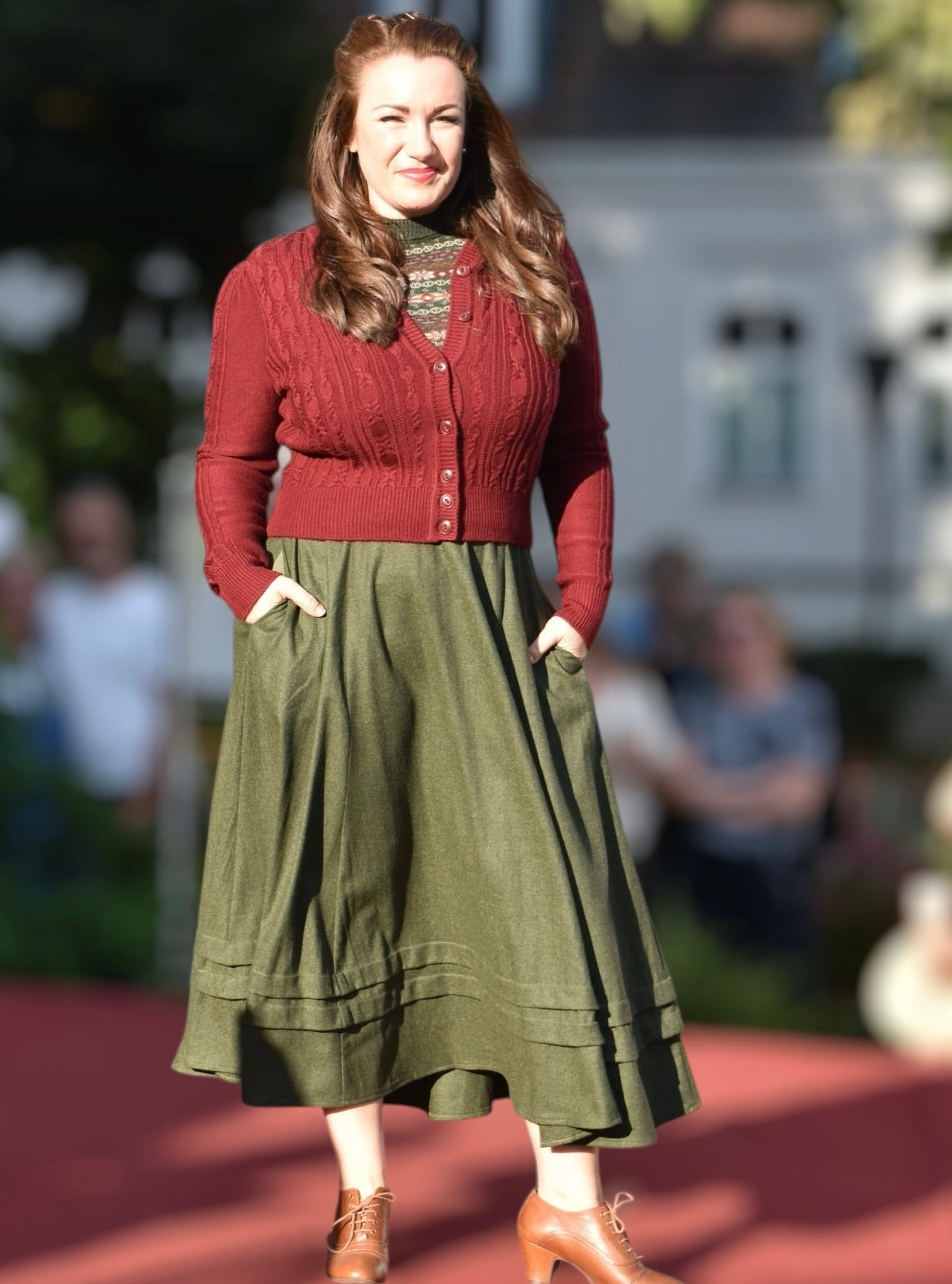 The Tireless Trailblazer Skirt Pine green wool blend - Dotty&Dan