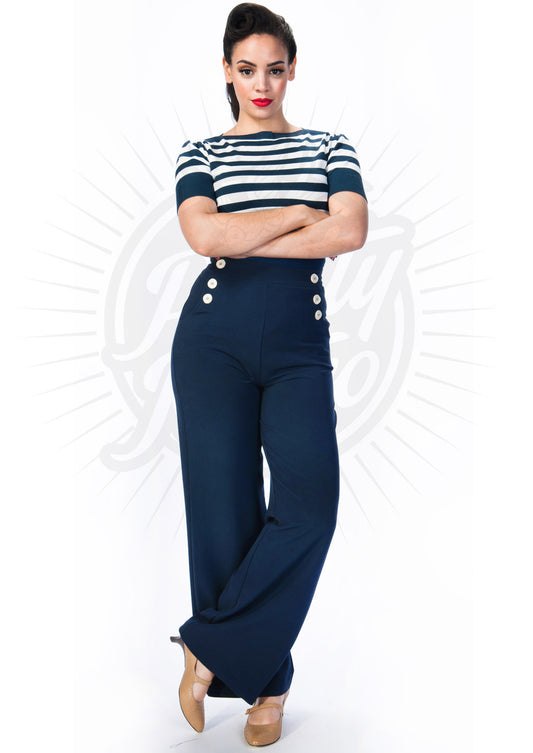 Retro Sailor High Waist Hose - navy - Dotty&Dan