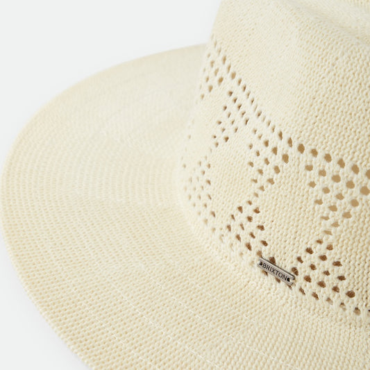 Detail des Jacquard-Stricks am Brixton Sophia Knit Packable Hat Natural