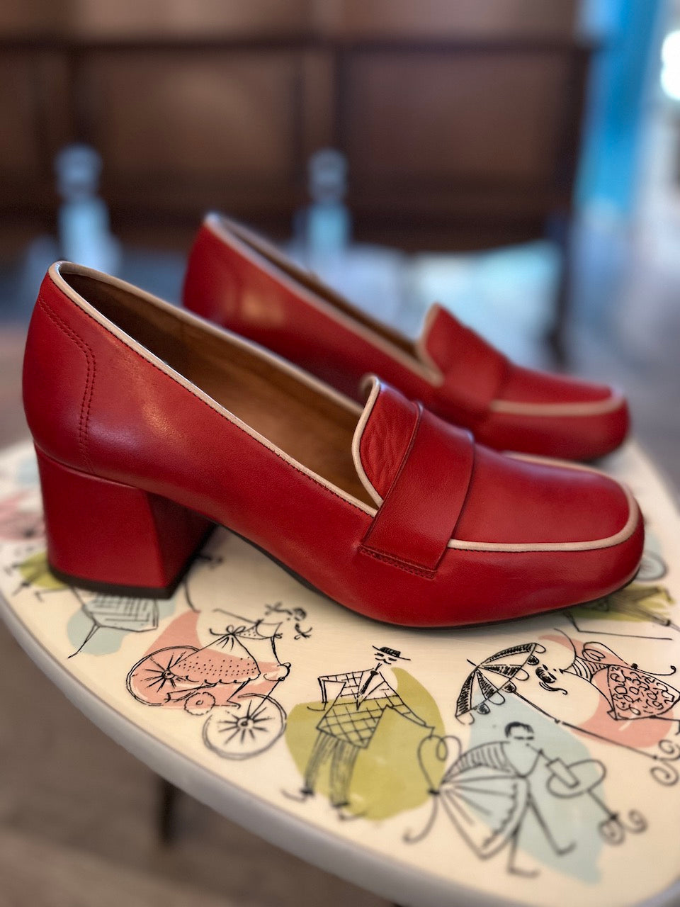 Siana Loafer Style Pumps - red